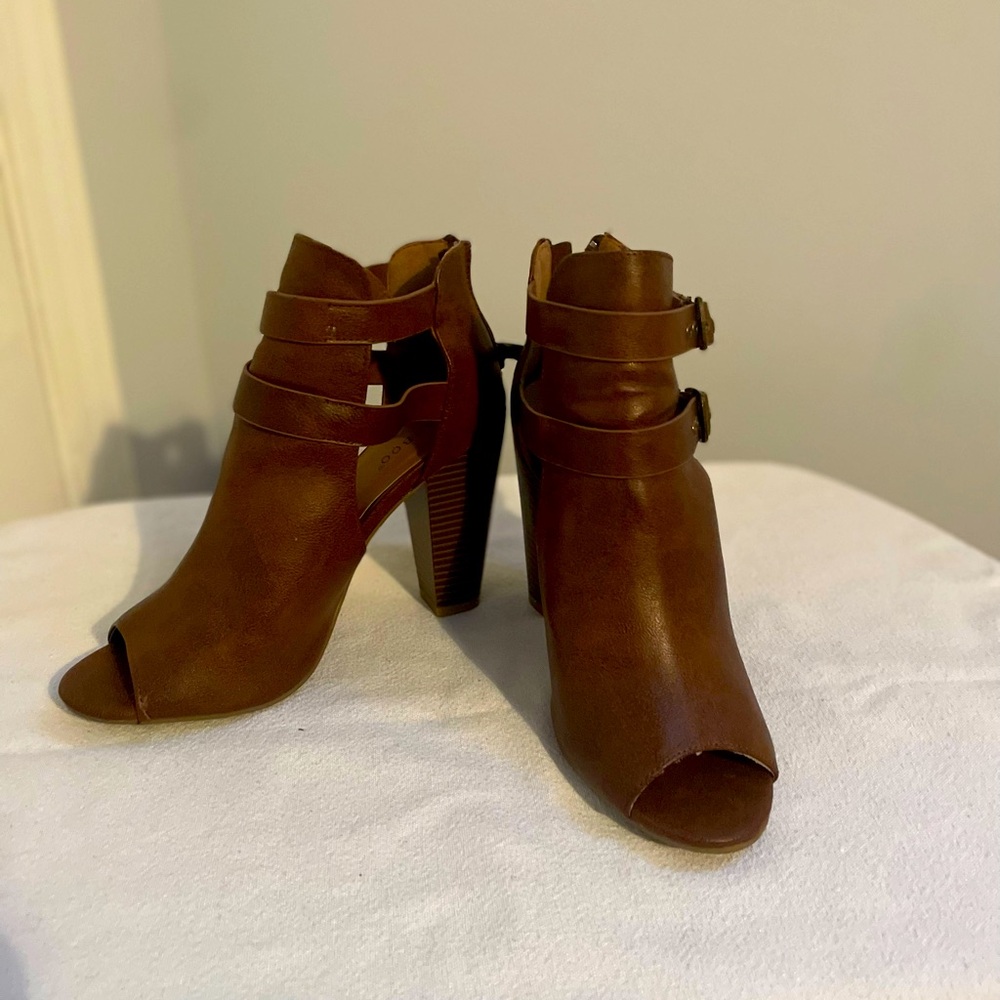 Leather Open Toe Ankle Boot Shoe